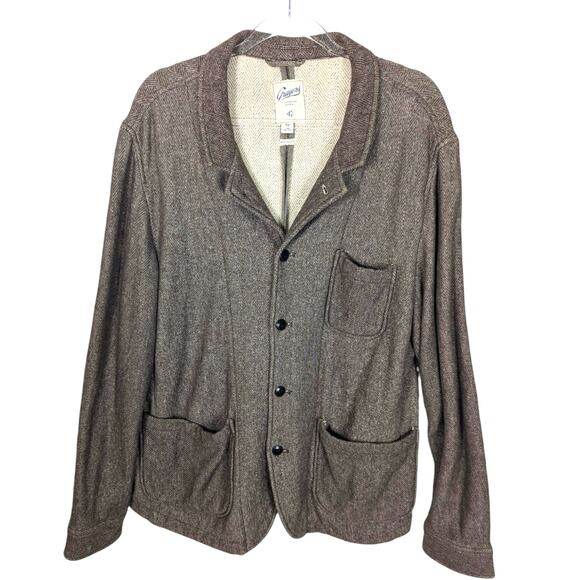 Grayers Herringbone Soft Cotton Blazer Jacket Brown Terry Inside 5 Button XXL - Picture 1 of 8